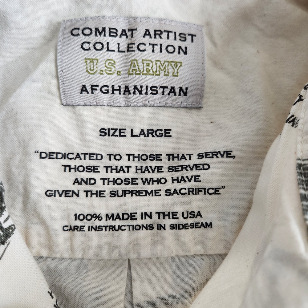 Combat Artist Collection US Army Afghanistan Shirt Men's Large Beige History USA - Picture 3 of 8